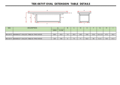 Anderson Teak Bahama 87" Oval Extension Table Extra Thick Wood