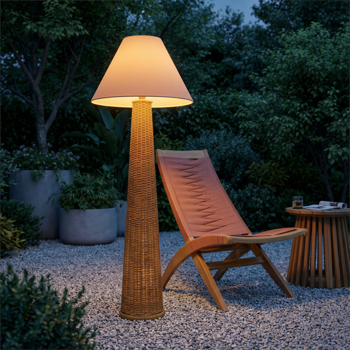 Palmia Outdoor Solar Floor Lamp, Natural