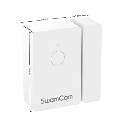Dimensioned drawing of the two part sensor showing 55mm by 34mm by 14mm