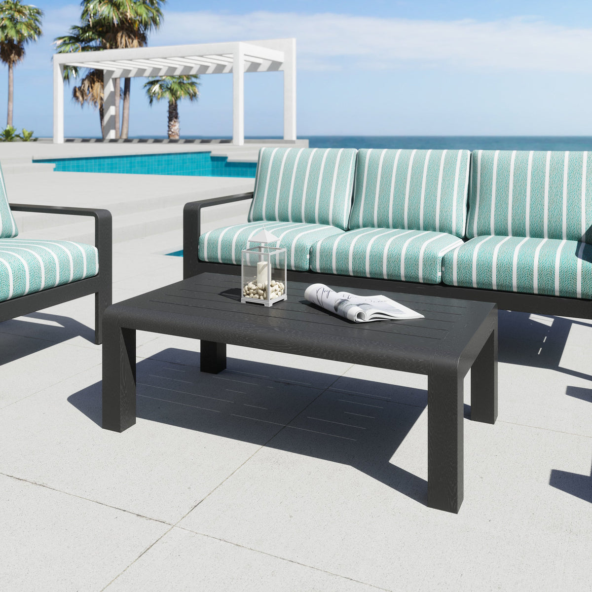 Rolig Outdoor Patio Coffee Table, Black
