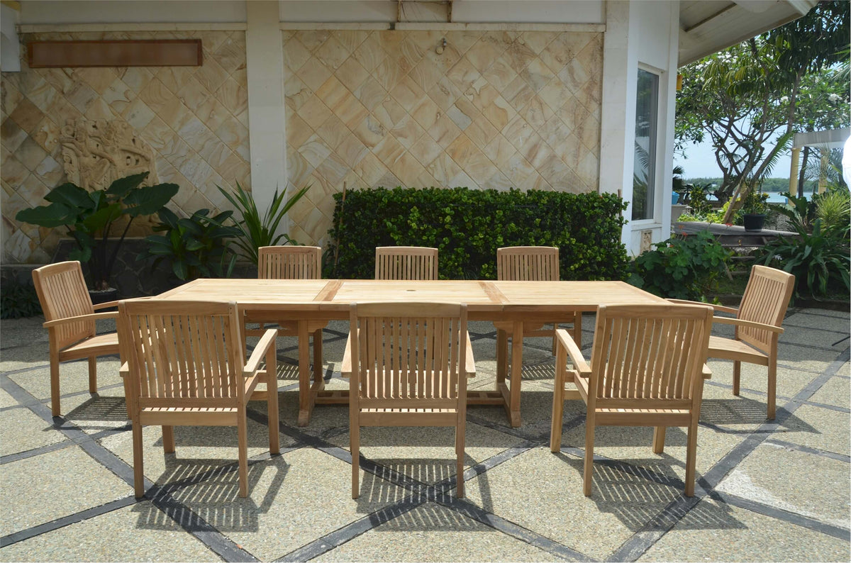 Anderson Teak Bahama Stackable Sahara 9-Piece Rectangular Dining Set