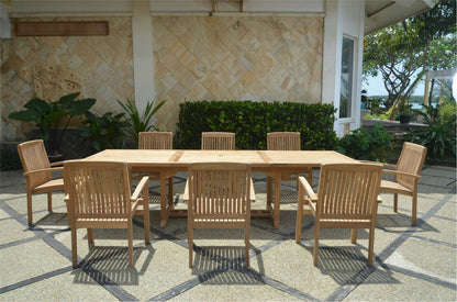 Anderson Teak Bahama Stackable Sahara 9-Piece Rectangular Dining Set