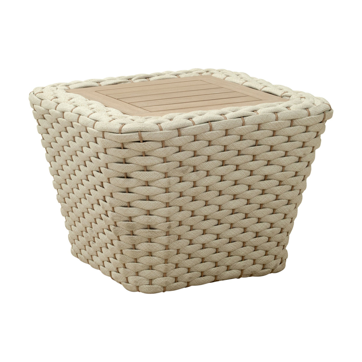 Antul Outdoor Patio Coffee Table, White & Natural