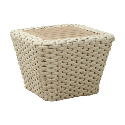 Antul Outdoor Patio Coffee Table, White & Natural