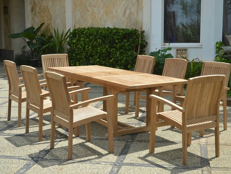 Anderson Teak Bahama Stackable Sahara 9-Piece Rectangular Dining Set