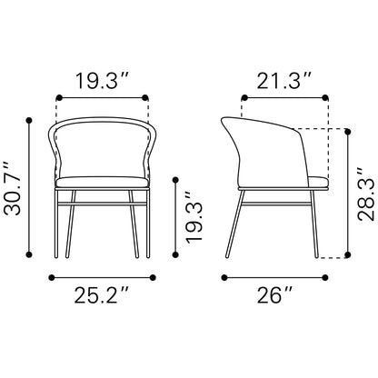Freycinet Outdoor Patio Dining Chair, Set of 2, Black