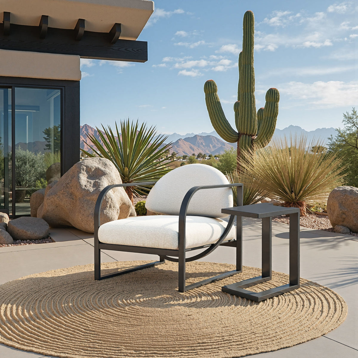Tudi Outdoor Patio Side Table, Black