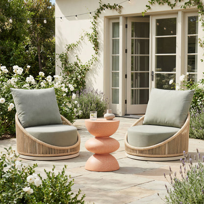 Tressa Outdoor Patio Side Table, Terracotta