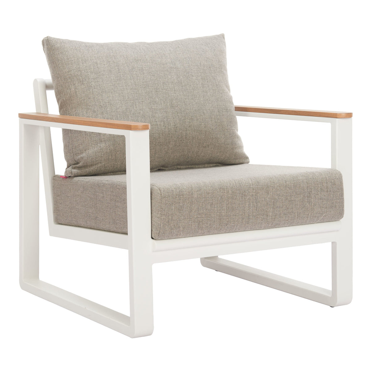 Welt outdoor patio armchair in taupe and white