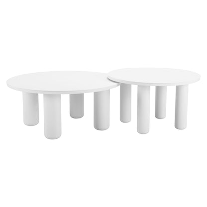 Ola Outdoor Patio Coffee Table Set, 2-Piece, White