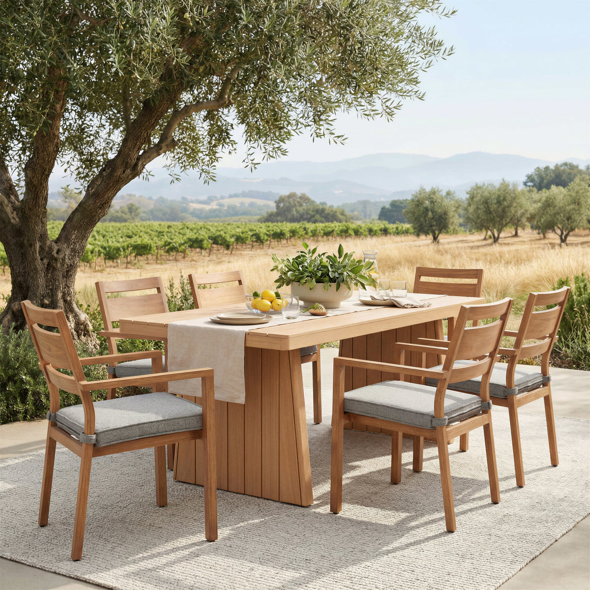 Rader Outdoor Patio Dining Chair, Set of 2, Natural