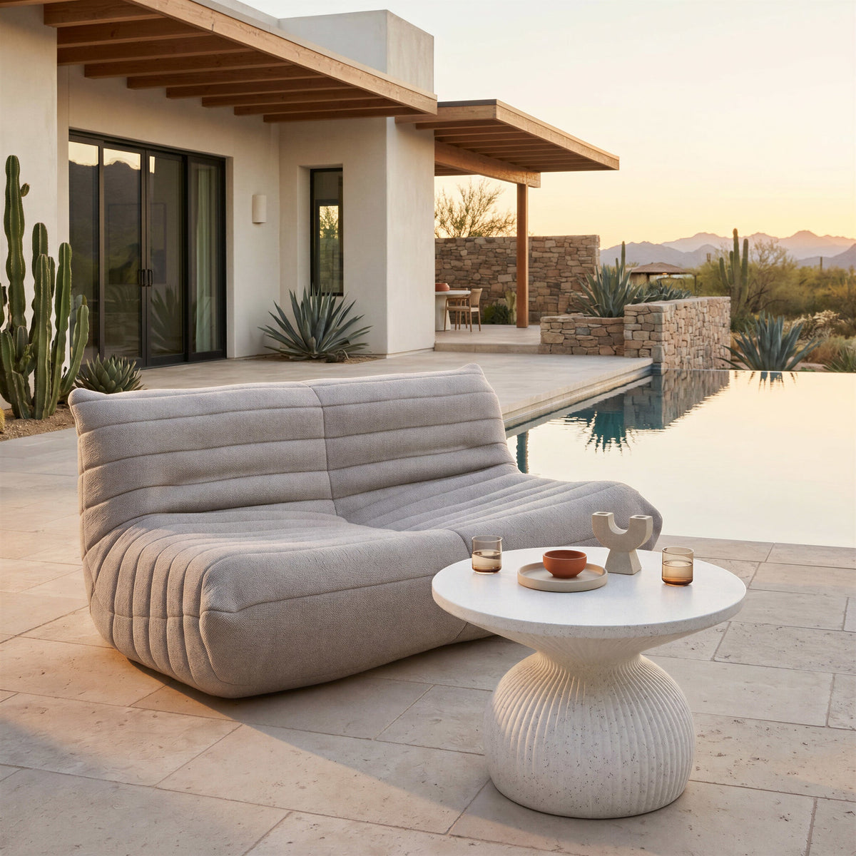Corza Outdoor Patio Coffee Table, White
