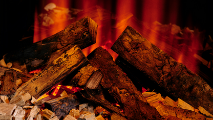 Real oak logs inside the British Fires Bramshaw electric stove