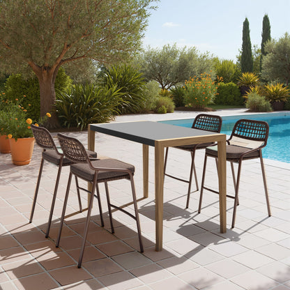 Rio Outdoor Patio Barstool, Set of 2, Brown
