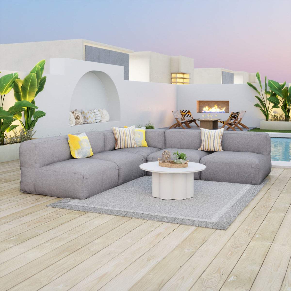 Palmier Outdoor Patio Coffee Table, White