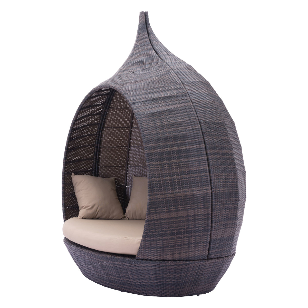 Martinique Outdoor Patio Beach Daybed, Brown & Beige