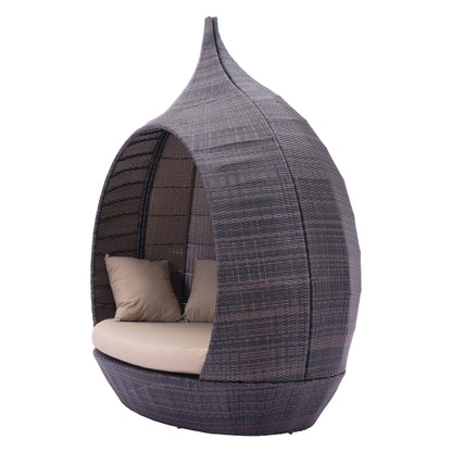 Martinique Outdoor Patio Beach Daybed, Brown & Beige