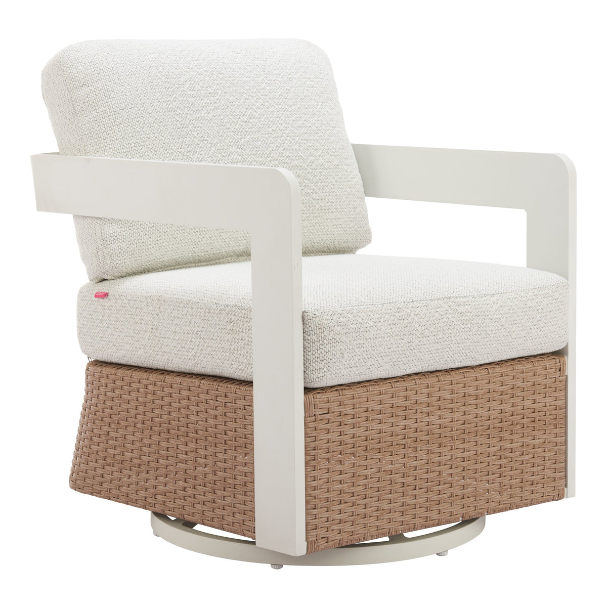 Gelo Outdoor Patio Swivel Chair, White & Brown
