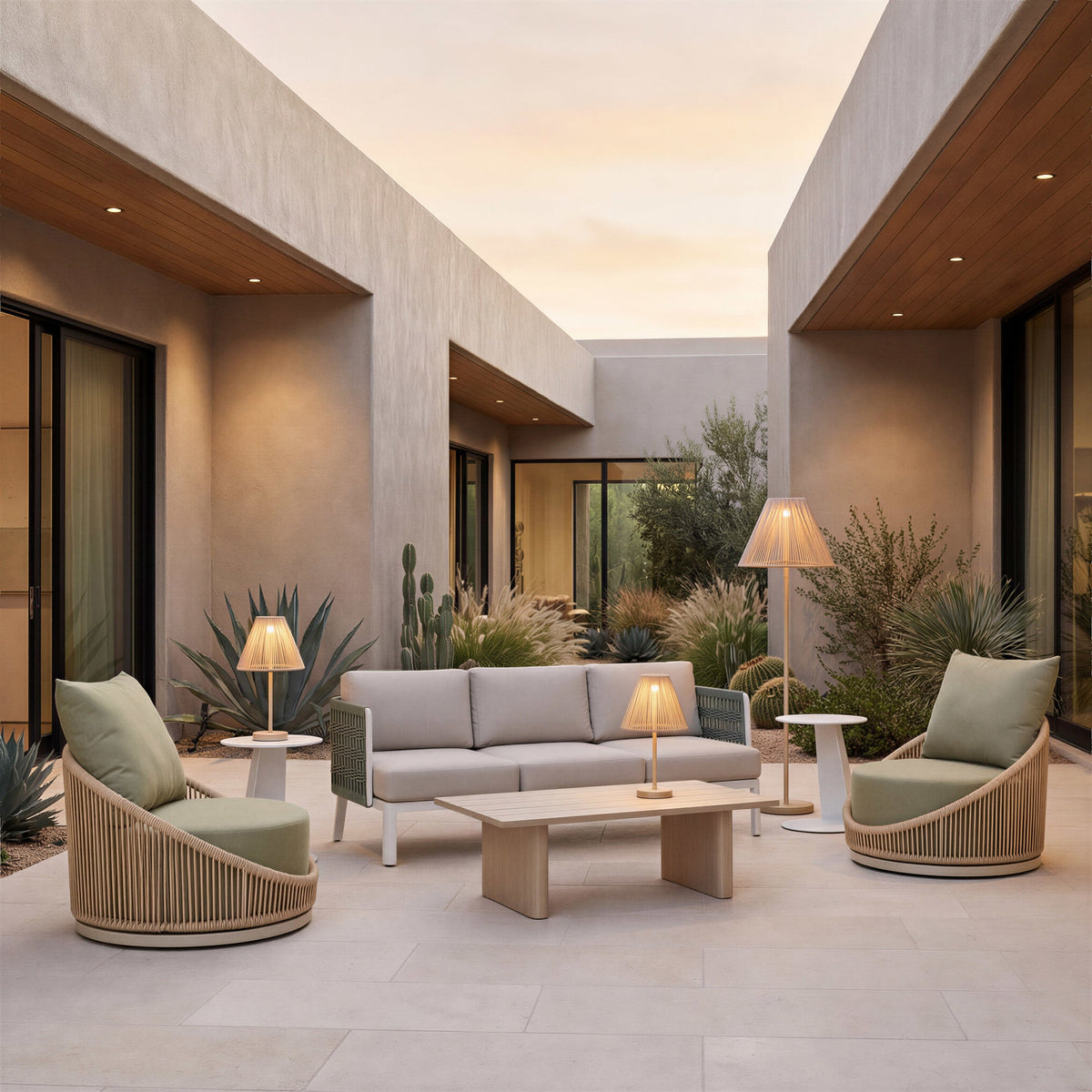 Lumika Outdoor Solar Floor Lamp, Beige