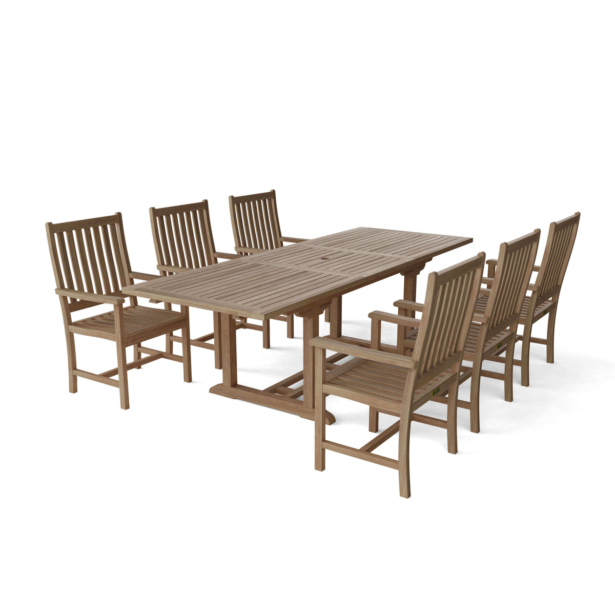 Anderson Teak Bahama Wilshire Armchair 7-Piece Extension Dining Set