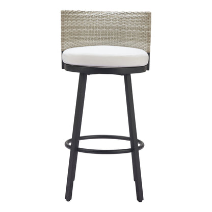 Midnight Wave Outdoor Patio Barstool, White