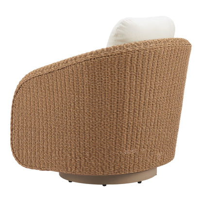 Solara Outdoor Patio Swivel Chair, Ivory
