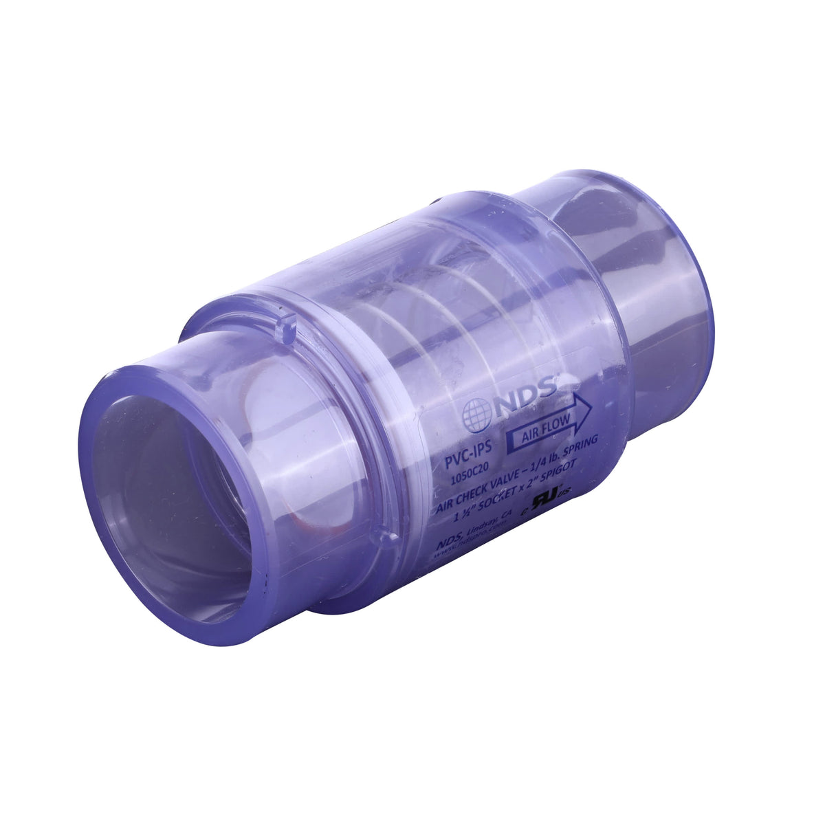Flo Control Spring Air Check Valve, 1-1/2 inch Slip x 2 inch Spigot, 1/4 lb, model 1050C20