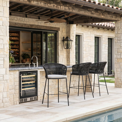 Freycinet Outdoor Patio Barstool, Set of 2, Black