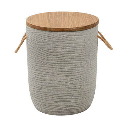 Biban Outdoor Patio Side Table, Natural & Gray