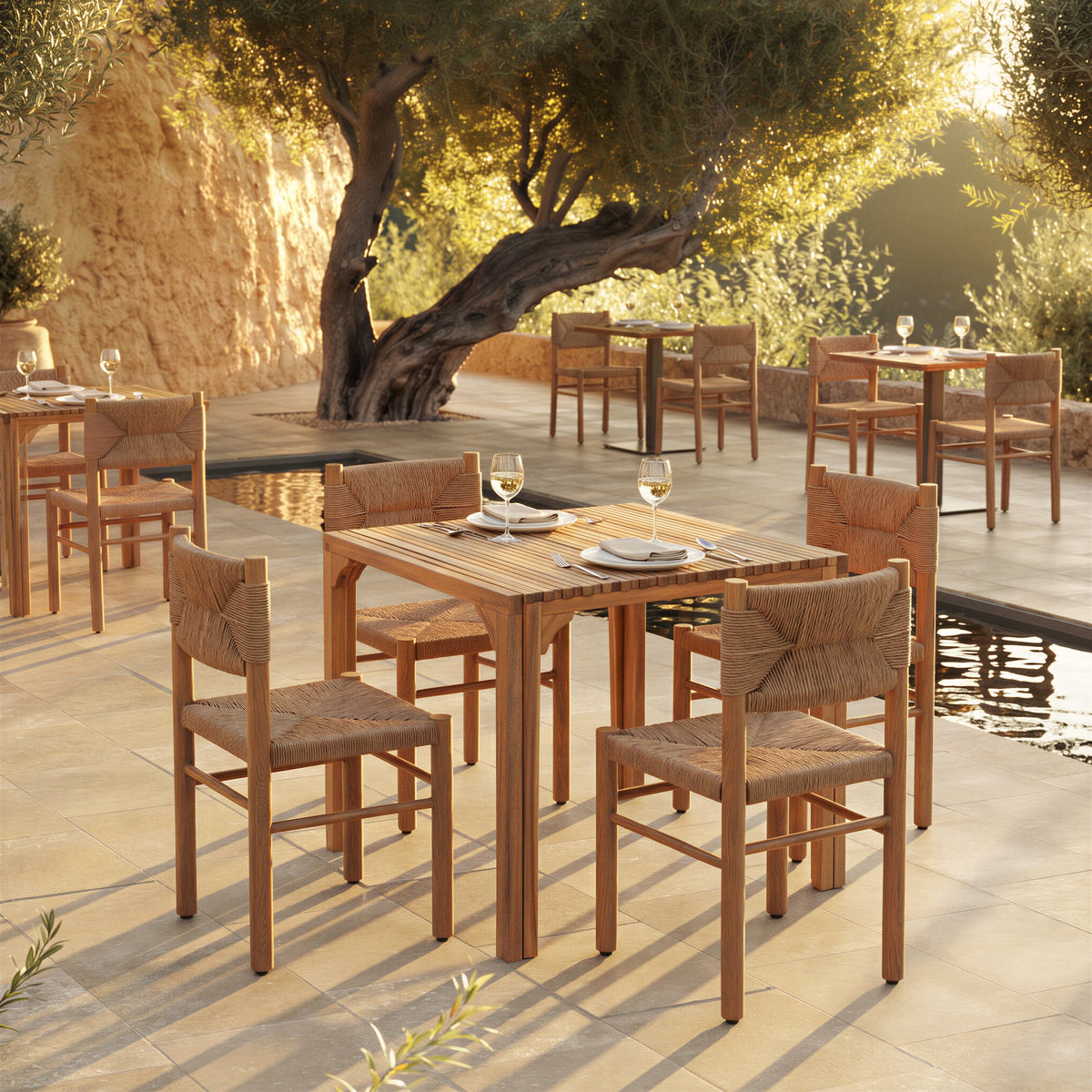 Iska Outdoor Patio Dining Chair, Set of 2, Natural