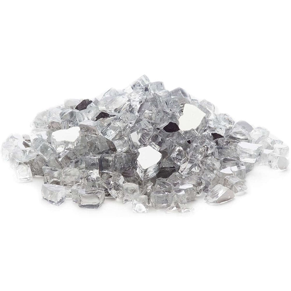 Firegear GRL-SILVER-10 silver reflective fire glass 1/2 to 3/4 inch 10 lb bag