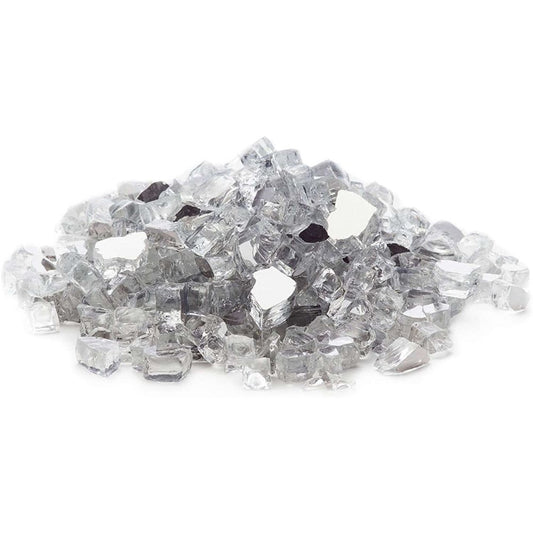 Firegear GRL-SILVER-10 silver reflective fire glass 1/2 to 3/4 inch 10 lb bag