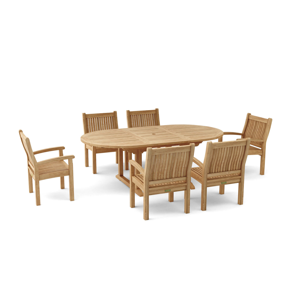 Anderson Teak Bahama Sahara Armchair 7-Piece 87" Oval Dining Set