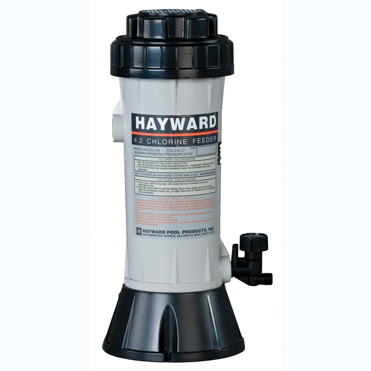 Hayward Automatic Chemical Feeder, In-Line, Above-Ground, 1-1/2 inch FIP, 4.2 lb Capacity, model CL110ABG