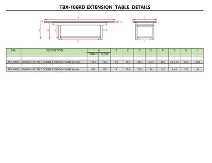 Anderson Teak Sahara 106" Rectangular Double Ext. Table