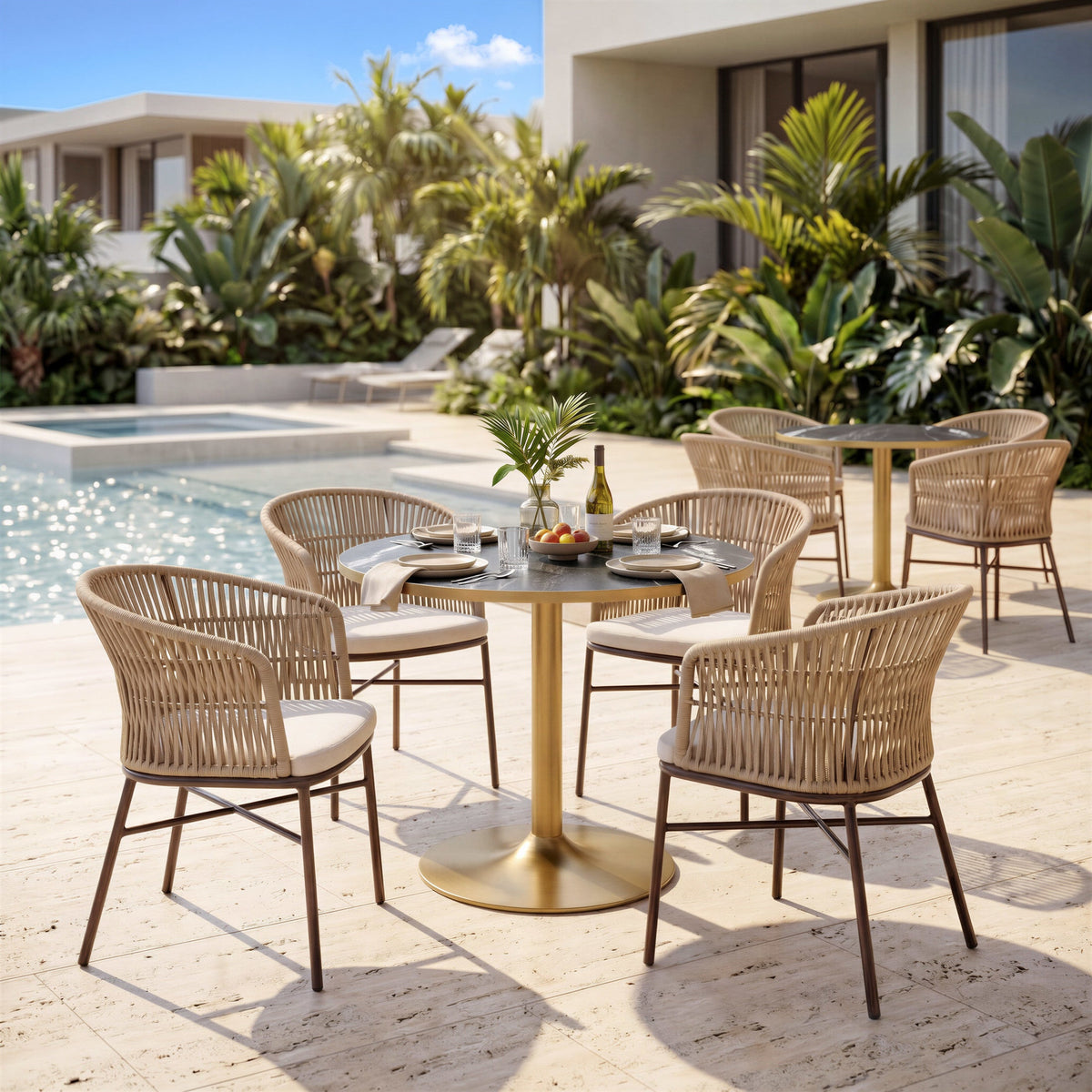 Freycinet Outdoor Patio Dining Chair, Set of 2, Natural