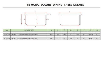 Anderson Teak Bahama 42" Square Table