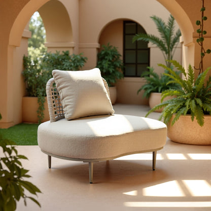 Ruhe Outdoor Patio Accent Chair, Beige