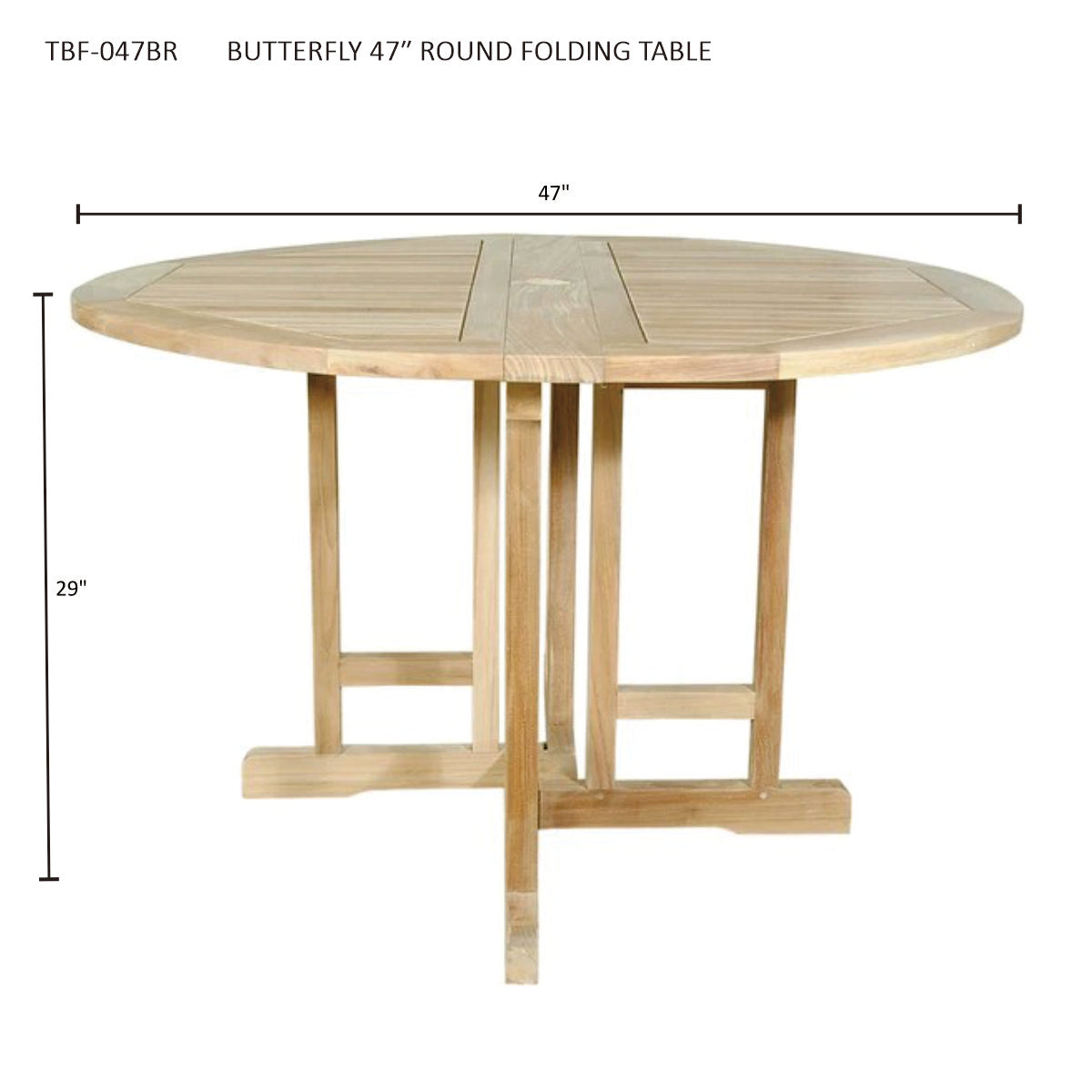 Anderson Teak Butterfly 47" Round Folding Table