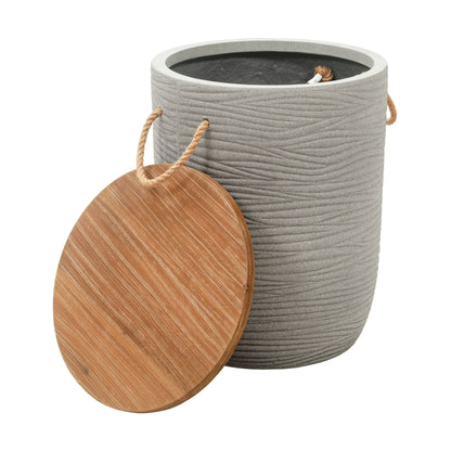 Biban Outdoor Patio Side Table, Natural & Gray
