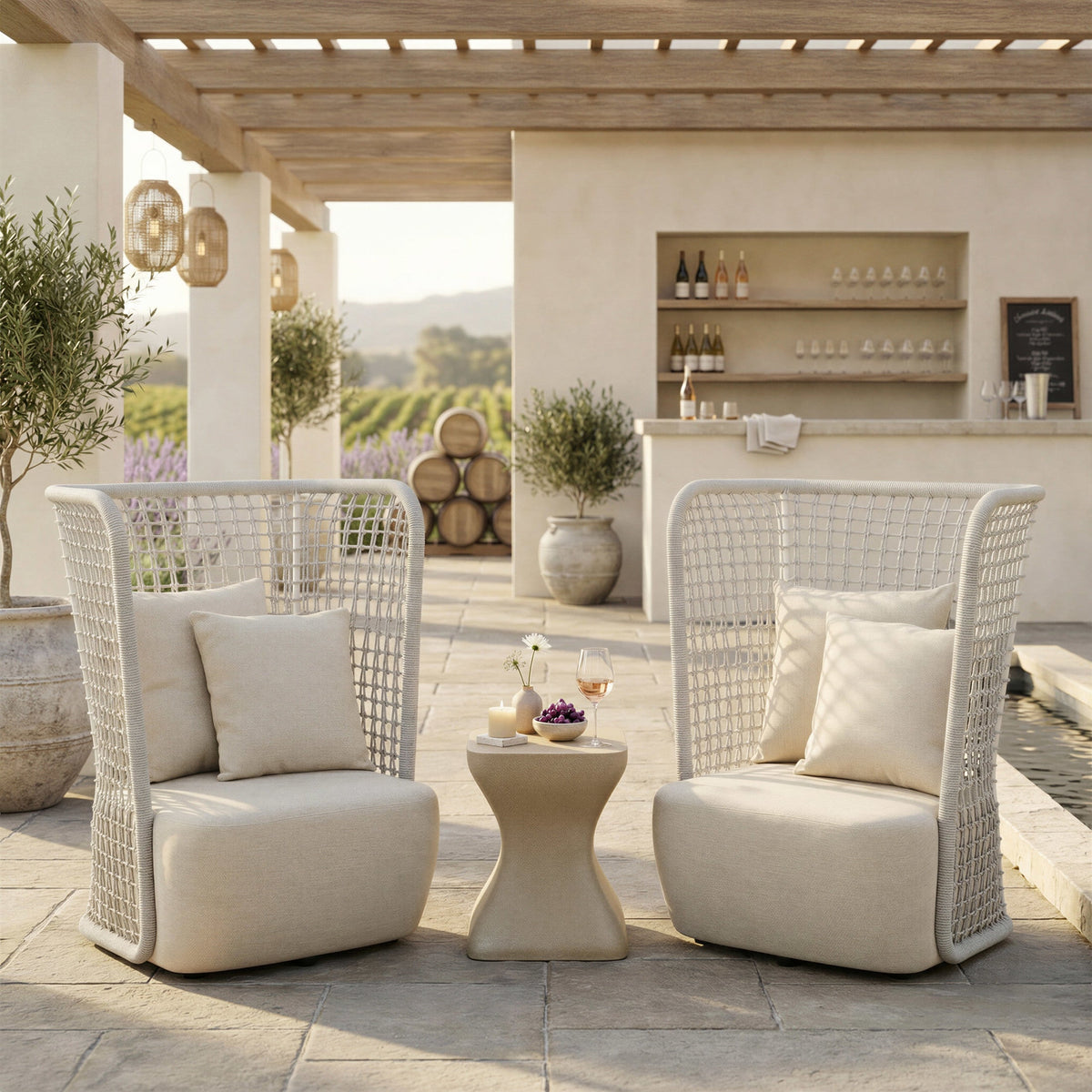 Mura Outdoor Patio Side Table, Taupe