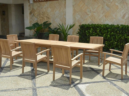 Anderson Teak Bahama Stackable Sahara 9-Piece Rectangular Dining Set