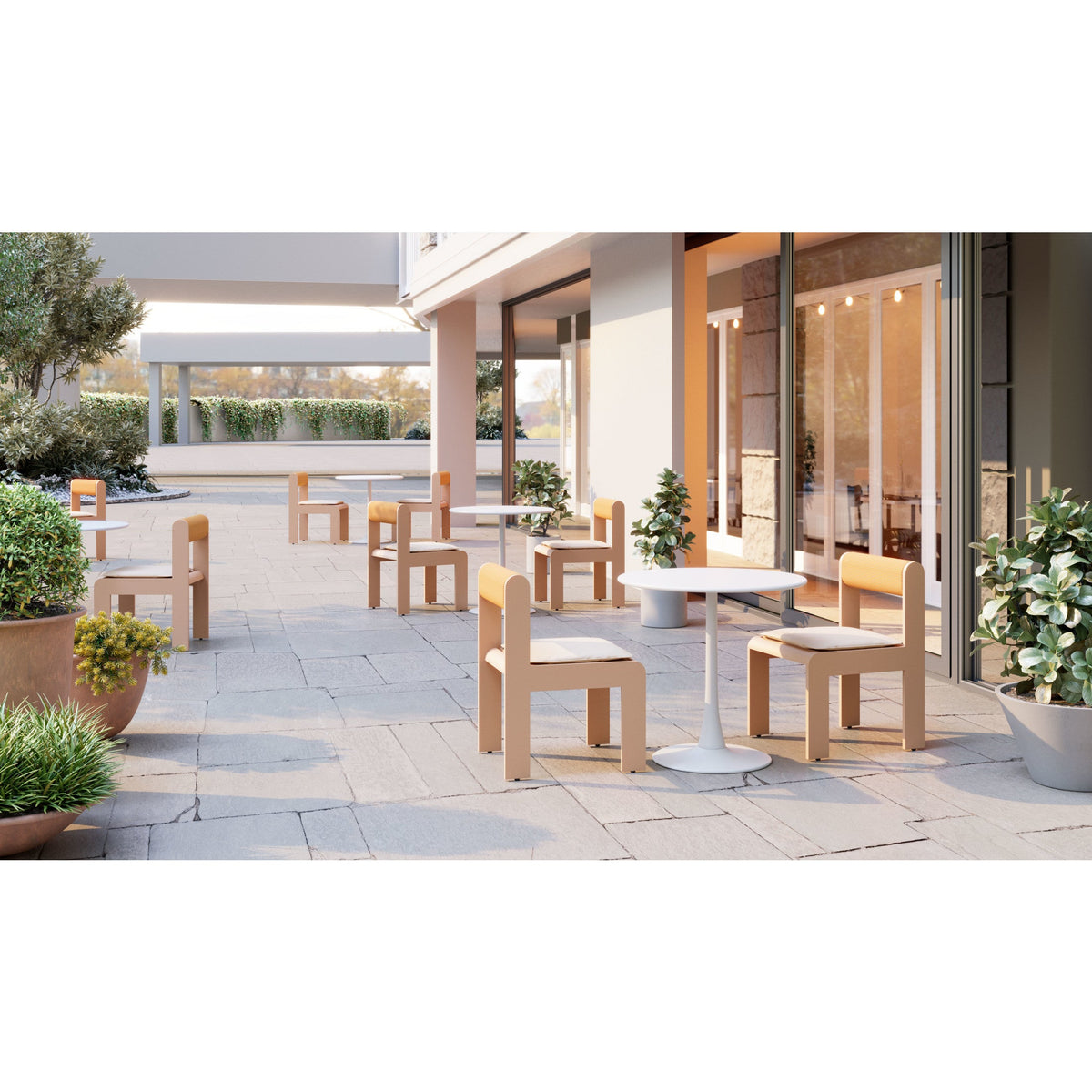 Island Outdoor Patio Dining Chair, Set of 2, White