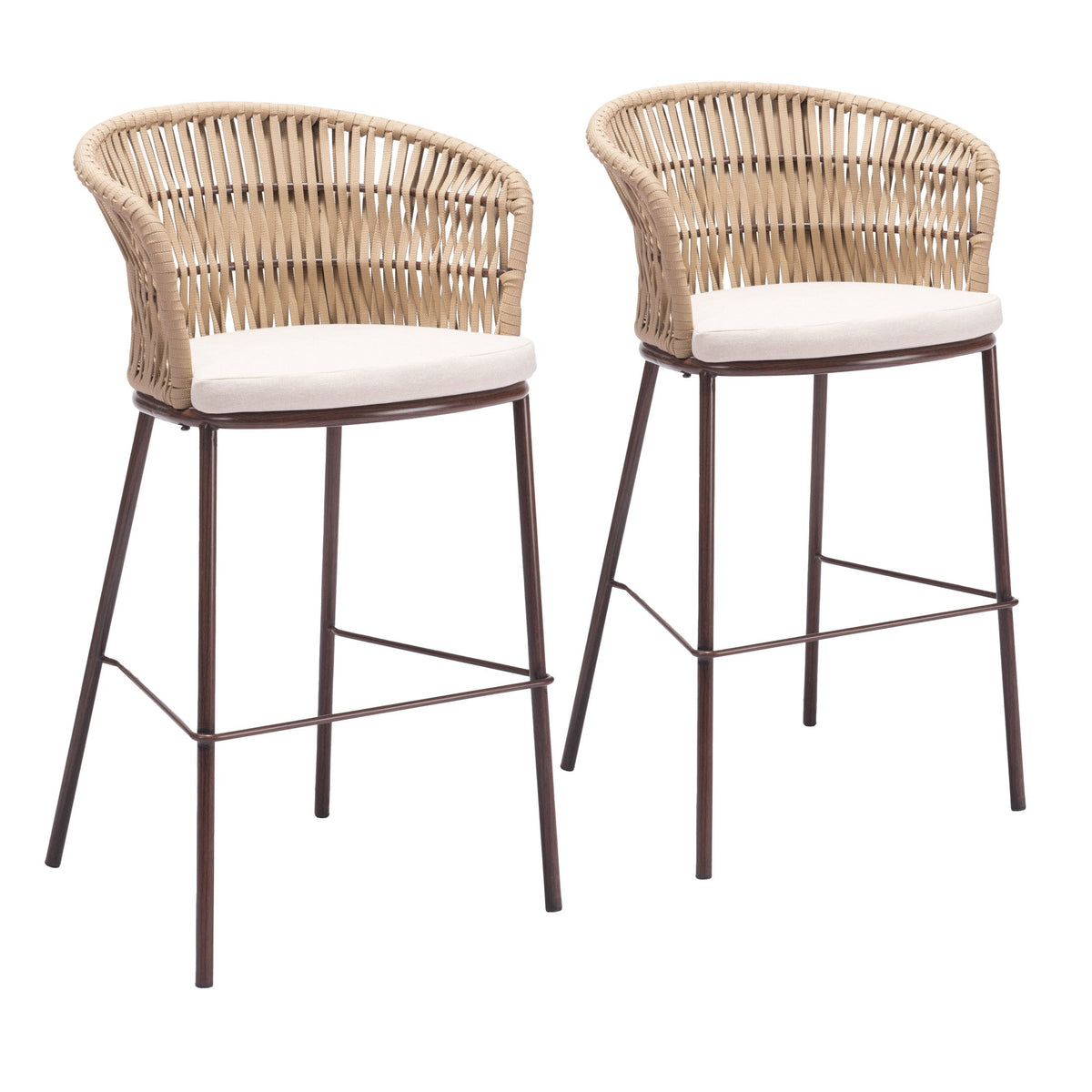 Freycinet Outdoor Patio Barstool, Set of 2, Natural