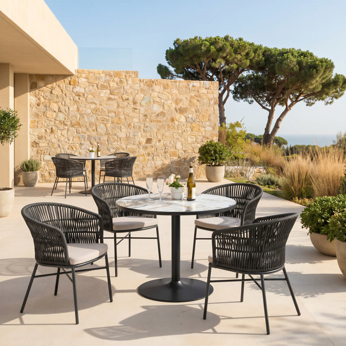 Freycinet Outdoor Patio Dining Chair, Set of 2, Black