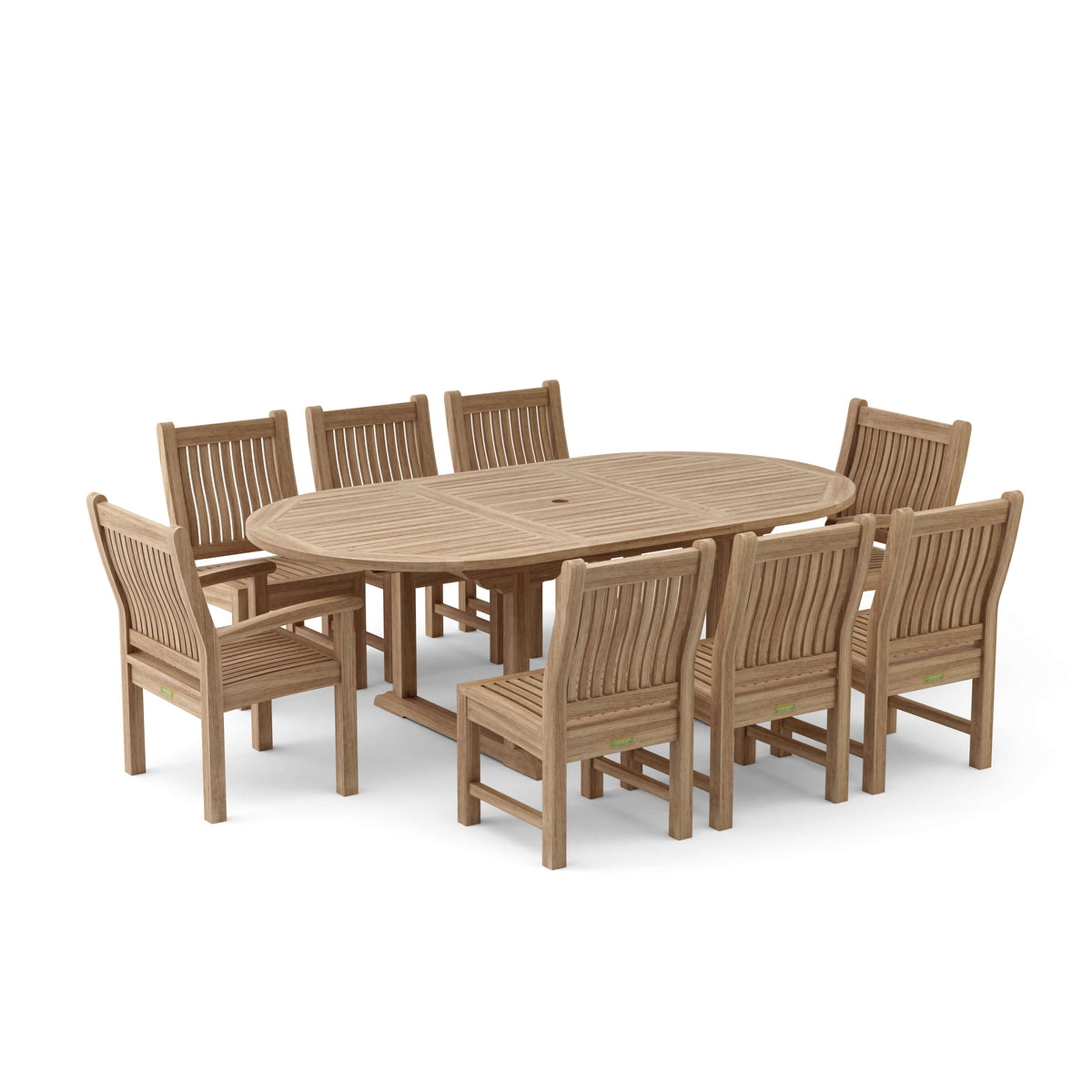 Anderson Teak Bahama Sahara Side Chair 7-Piece 87" Oval Dining Set