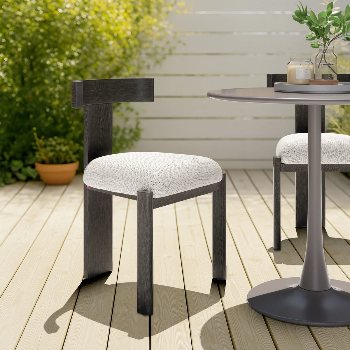 Tiana Outdoor Patio Dining Chair, Black & Beige