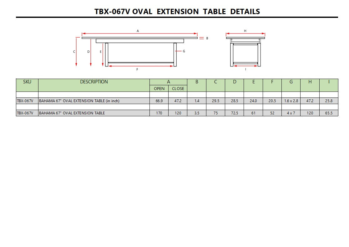 Anderson Teak Bahama 67" Oval Extension Table