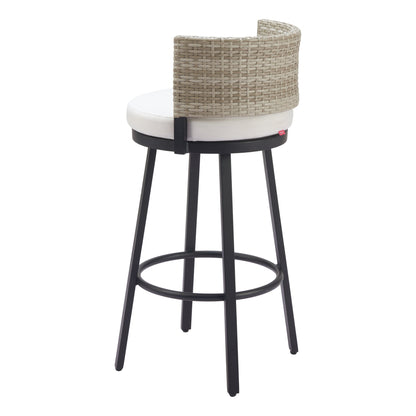 Midnight Wave Outdoor Patio Barstool, White