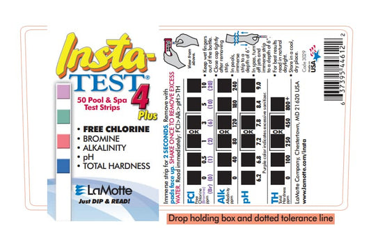 LaMotte Insta-Test 4 Plus, Free Chlorine, Bromine, Alkalinity, pH, Total Hardness Testing